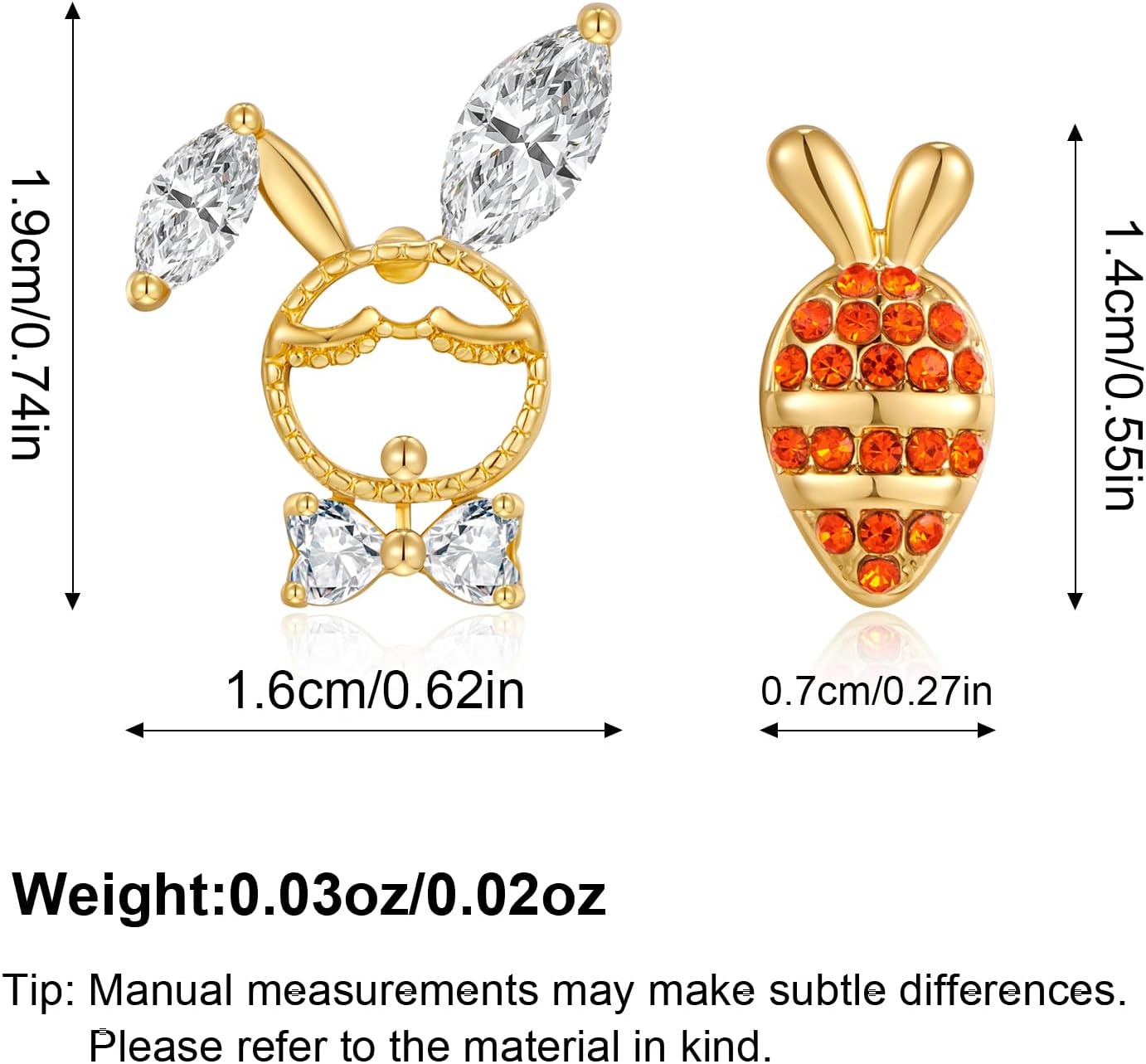 Easter Rabbit Pearl Earrings Dainty Studs Bunny Carrot Cute Animal Jewelry - Image 7