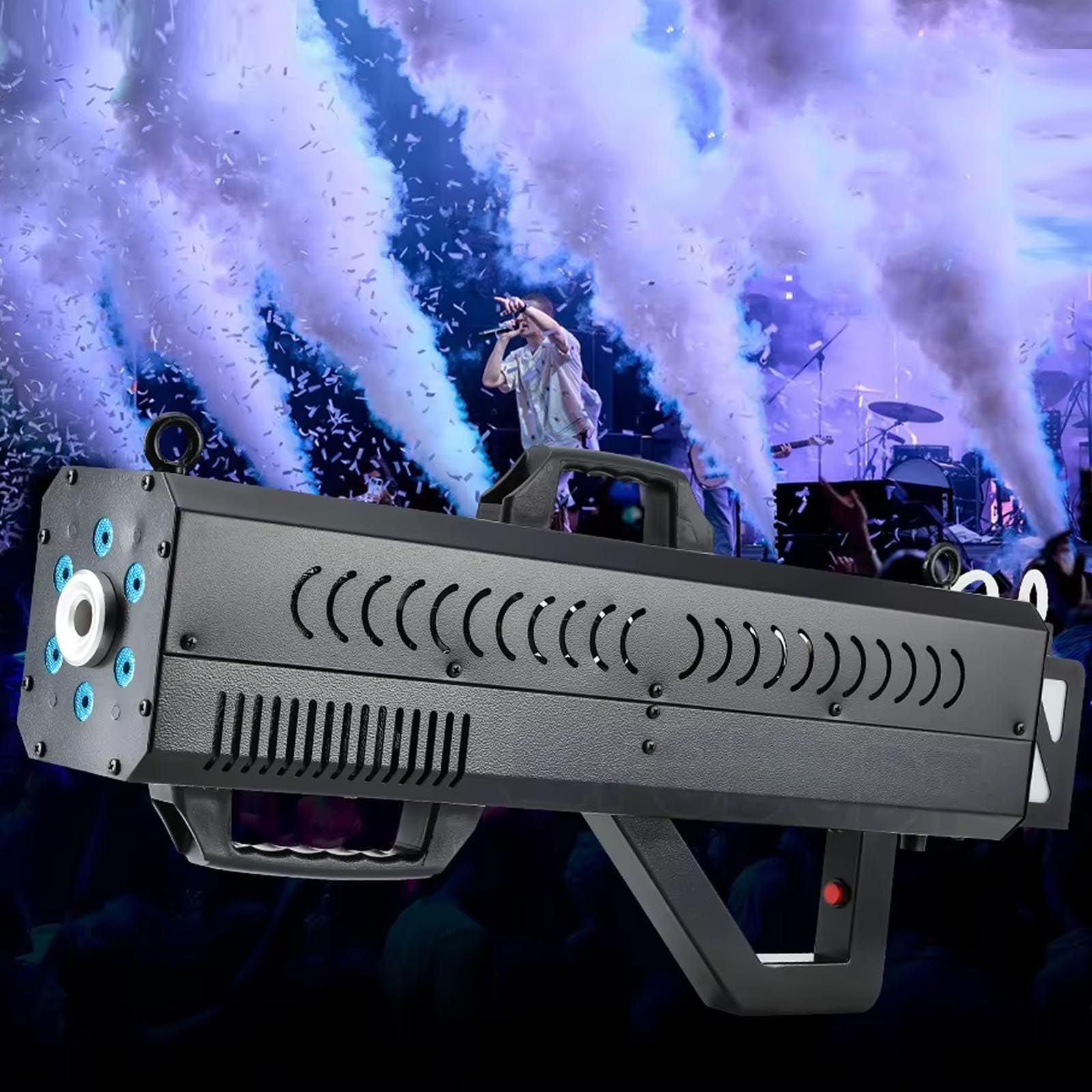 Macchina Del Fumo Portatile 1500w Con Luce Led Rgb, Pistola Fumogena Per Feste,Attrezzatura Per Effetti Scenici Per Halloween,Concerti Dj,Eventi Speciali, Effetti Scenici E Locali Notturni Black