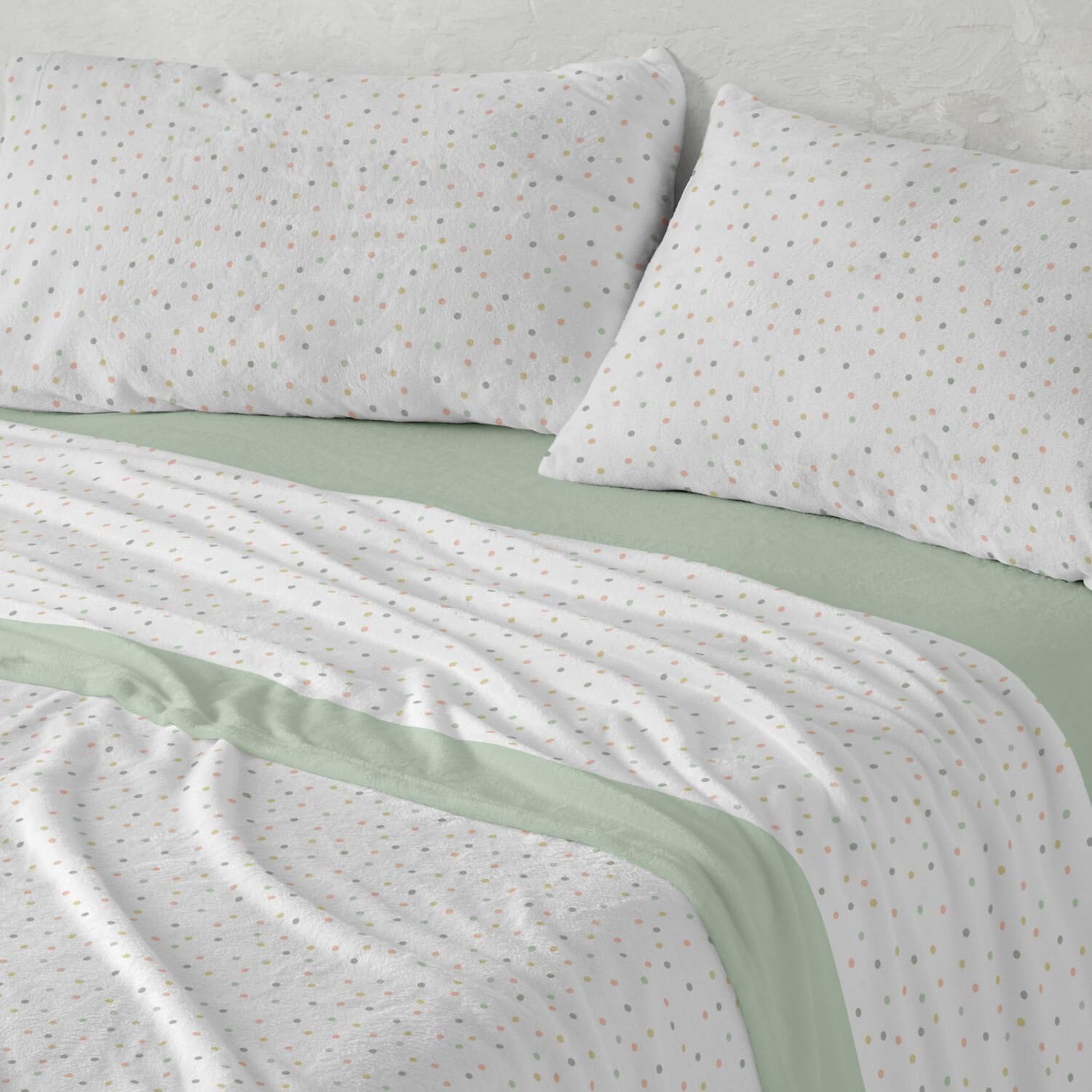 Burrito Blanco | Sábanas de Coralina | Cama de 135cm. (+Medidas Disponibles) | Diseño 989 | Color Menta (135x190/200cm.)