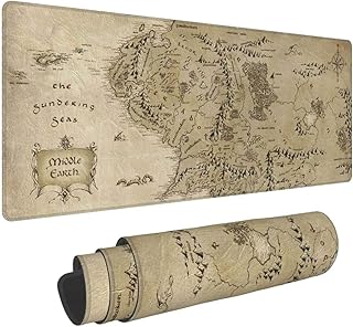 Gaming Mouse Pad XL Extended Large Mouse Mat Desk Pad 31.5"x11.8"x0.12",Stitched Edges Non Slip Mousepad for Computer,Office,Keyboard and Laptop-Middle Earth Map