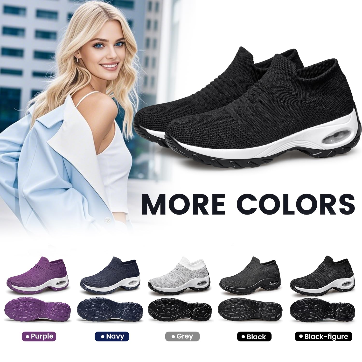 Raoendis Zapatillas deportivas para mujer para caminar, de malla, ligeras, cómodas, ortopédicas, con cojín de aire