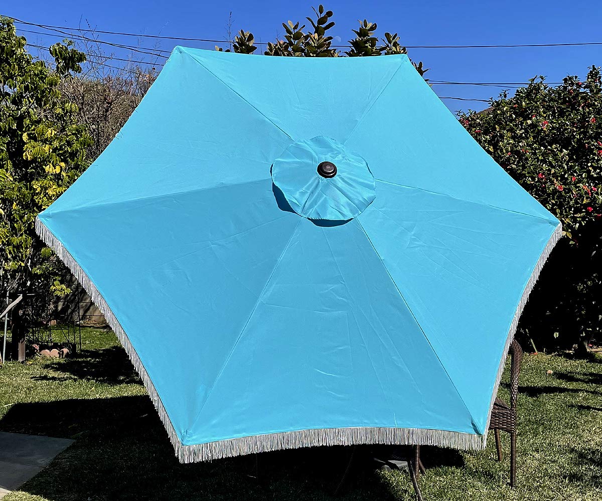 BELLRINO DECOR Ersatz-Schirm Für Terrassenschirme – 3 M, 6 Rippen, Pfauenblau – Universal-Passform Für Viele Marken