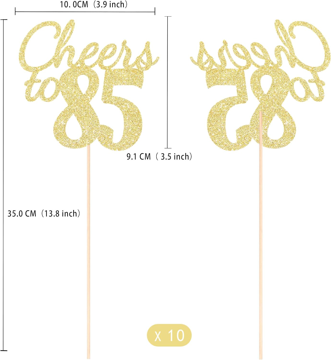 Gexolenu Cheers to 85, 10 Pack Double-Sided Gold Glitter 85th Birthday Centerpieces for Tables, Number 85 Birthday Table Toppers Party Centerpiece Sticks Party Supplies