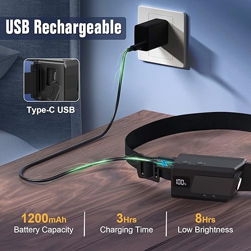 Miniatura 7 de Linterna frontal LED recargable, 3 unidades, faro de haz ancho de 230 con sensor de movimiento, rotación de 90 y luces de cabeza extraíbles para