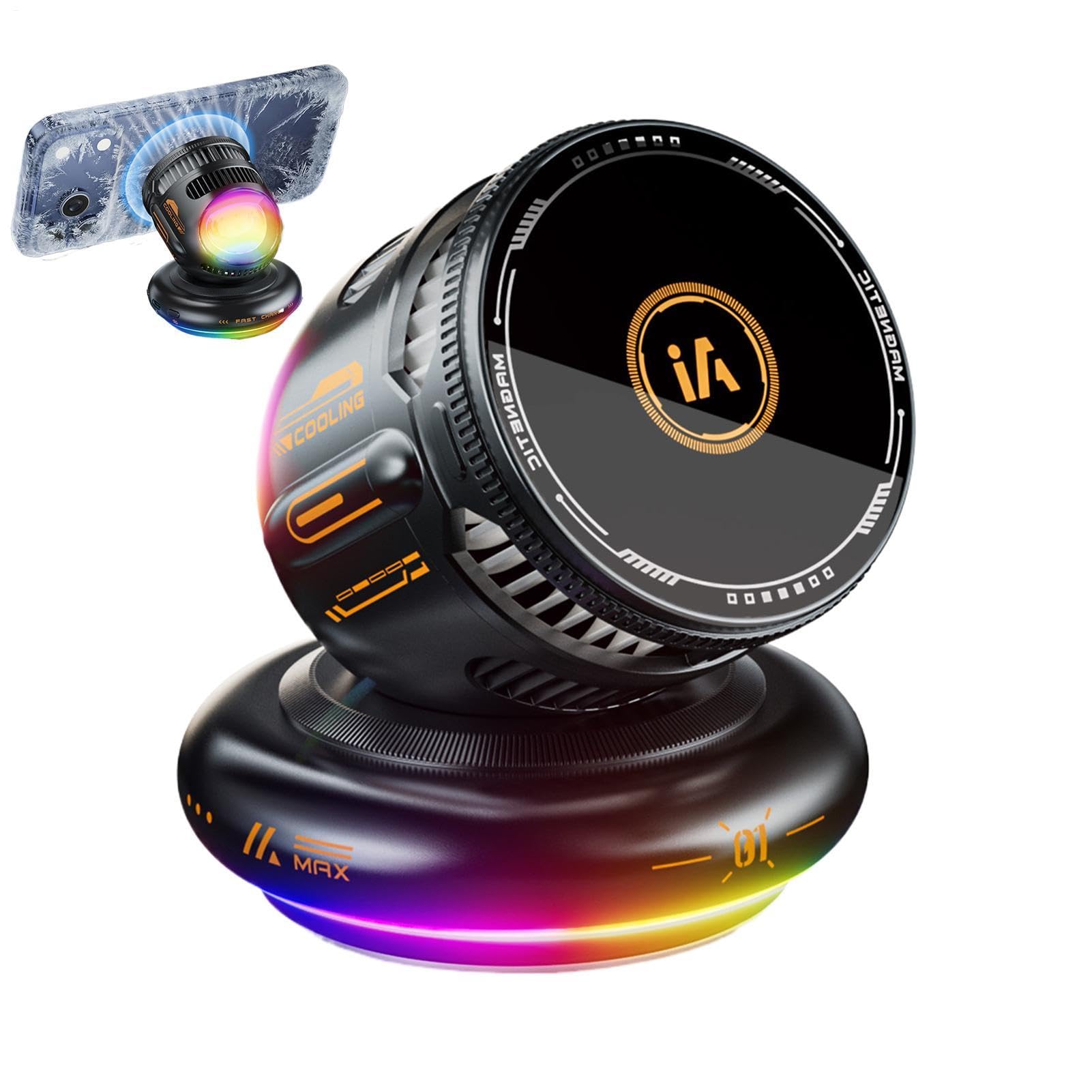 Soporte magnético de teléfono para automóvil Con Luces RGB Base Lavable Y
