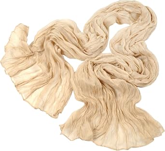 Rokou Women Elegant Solid Color Crinkle Scarf Soft Long Scarves Neck Warm Wrap