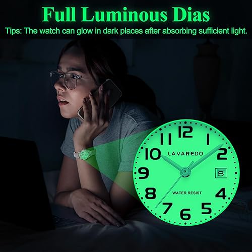Miniatura 6 de Elegantes relojes dorados para mujer, reloj analógico pequeño, resistente al agua, con banda de expansión de acero inoxidable y esfera luminosa,
