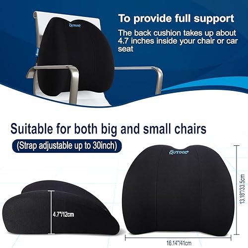 Miniatura 7 de QUTOOL Almohada de apoyo lumbar para silla de oficina, soporte de espuma viscoelástica para espalda baja para automóvil, alivio del dolor de