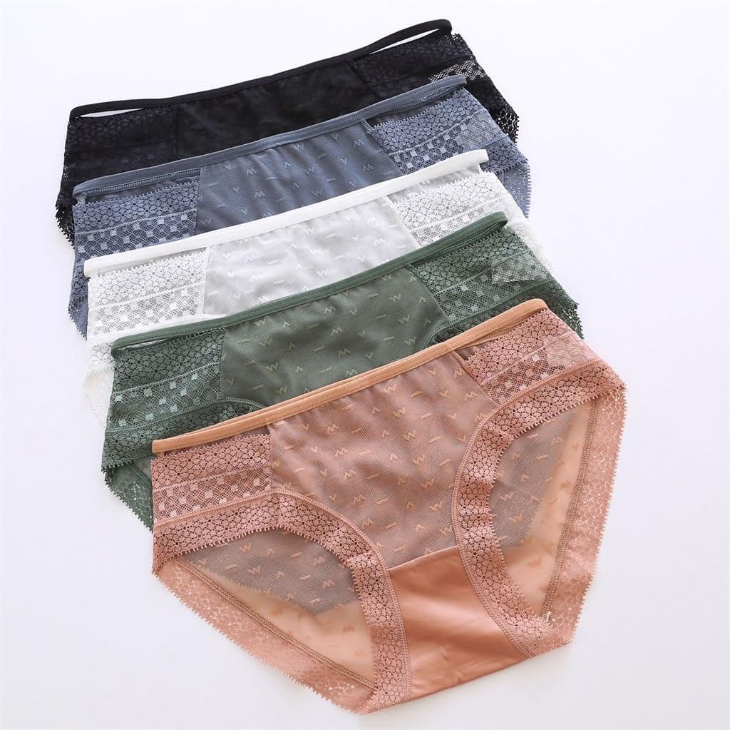 Lace Panties Female Sense Mesh Low Waist Triangle Letter Print Cotton Crotch Comfortable Shorts
