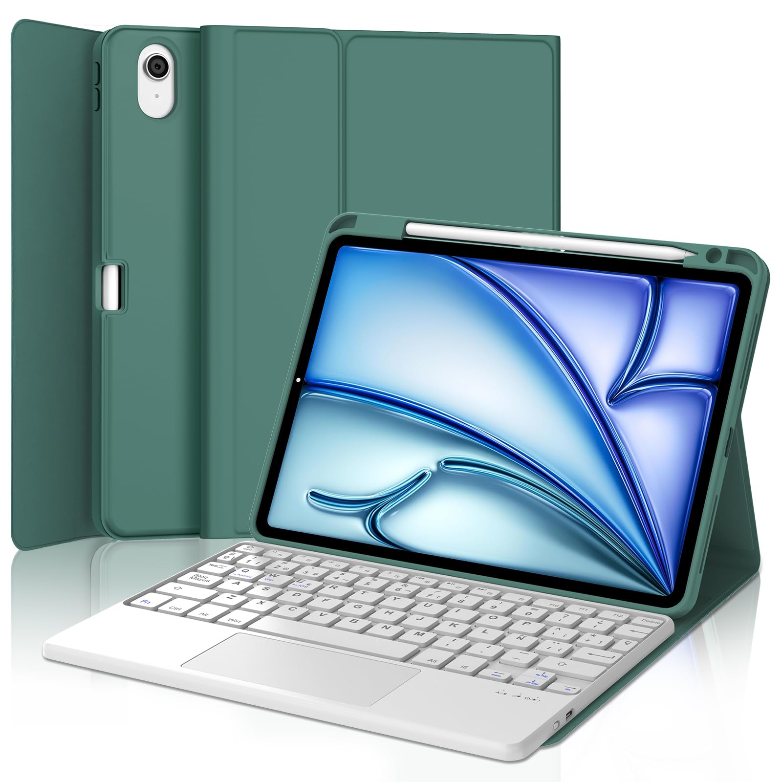 Funda con teclado para iPad Air 11 M2 con touchpad para estudiar en cafetería 8