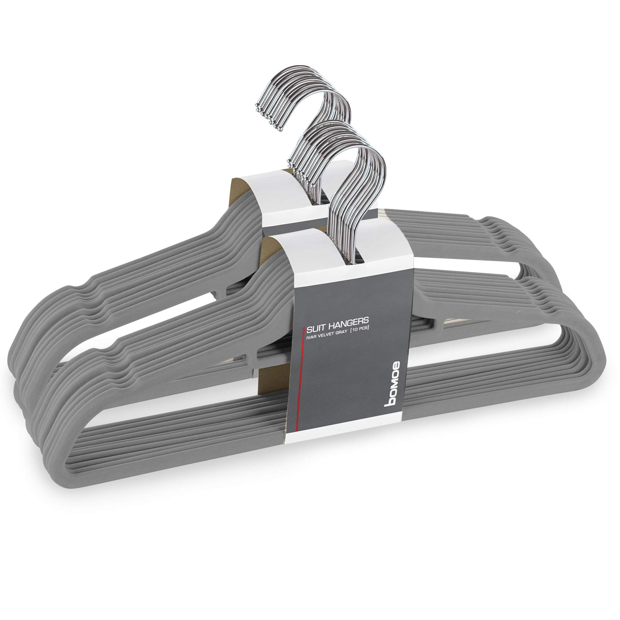 Grucce Velluto Nero 40cm Set 20 Grucce Velluto Per Pantaloni - Appendiabiti Con Clip Antiscivolo, 40 Cm Gruccia Pantaloni