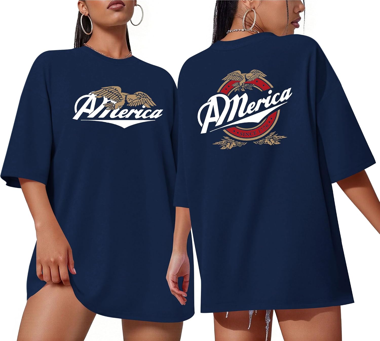 Oversized 4th of July Shirts for Women Patriotic Graphic Tees | Funny Fourth of July Outfits,America Tshirt,Independence Day,Loose,Short Sleeve,Crewneck