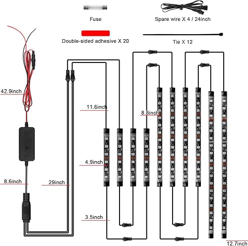 Miniatura 7 de FCPVHOY Kit de luz LED para motocicleta, luces RGBIC Dream Color Cotorcycle para motocicleta, kit de luz LED suberglow para motocicleta con control
