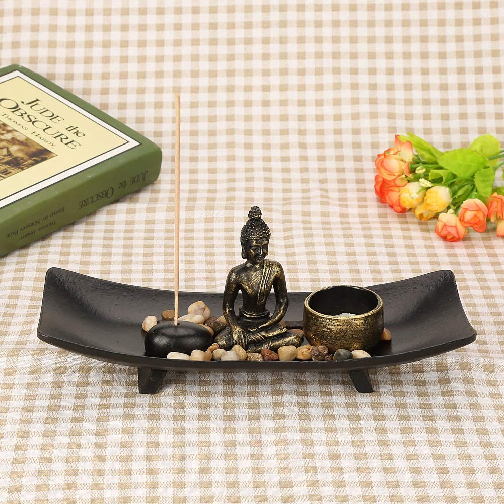 HT217 Tischplatte Buddha Zen Garden, Bronze Vintage Räuchergefäß Räuchergefäß Tischplatte, Räucherstäbchenhalter für Wohnkultur Meditation Entspannen