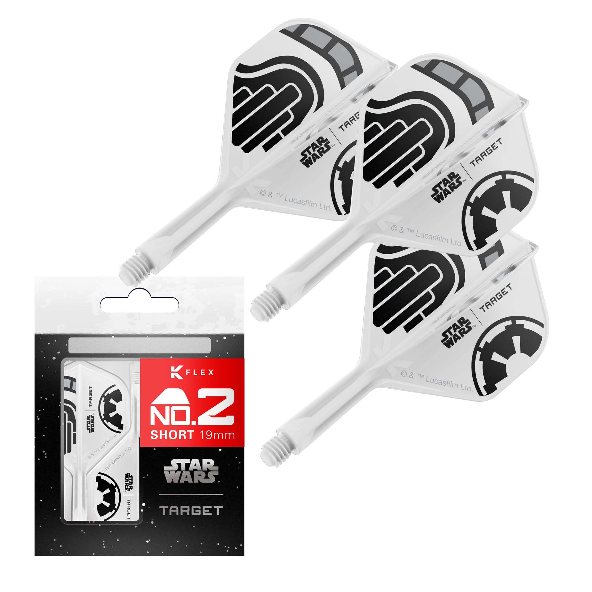 Target Darts Star Wars Storm Trooper K Flex Integrated Dart Flights & Shafts | Stormtrooper Pack of 3 K-Flex, No.2 | Disney K-Flex Accessories, Short (19mm)