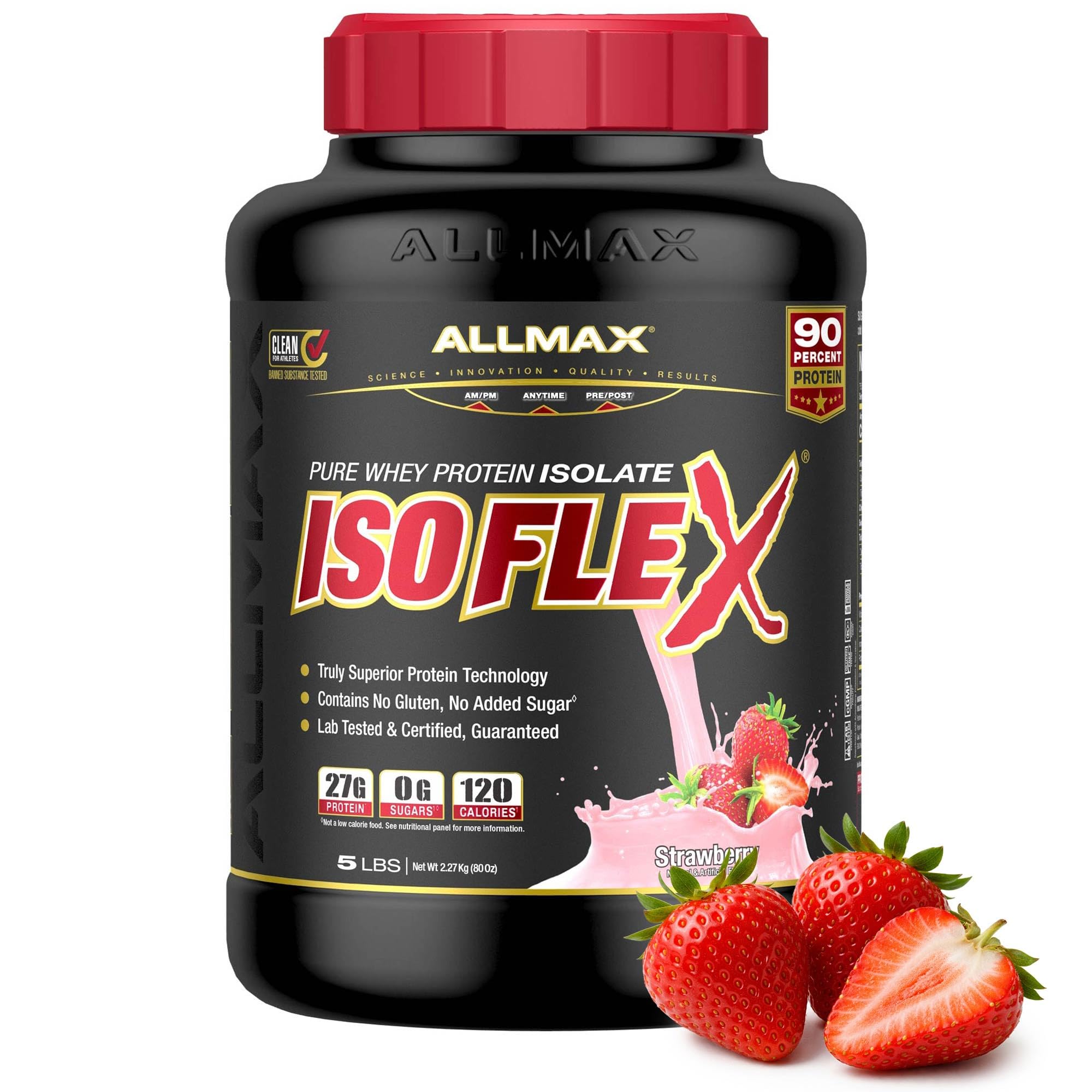 ALLMAX ISOFLEX Whey Protein Isolate, Strawberry, 5 lb