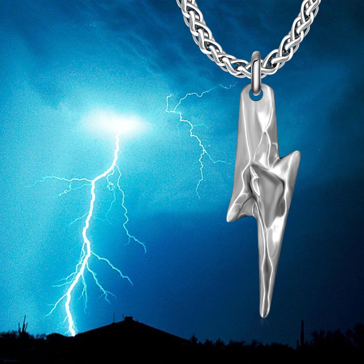 Lightning Bolt Necklace Sterling Silver Lightning Bolt Pendant Lightning Jewelry for Men Women - Image 4