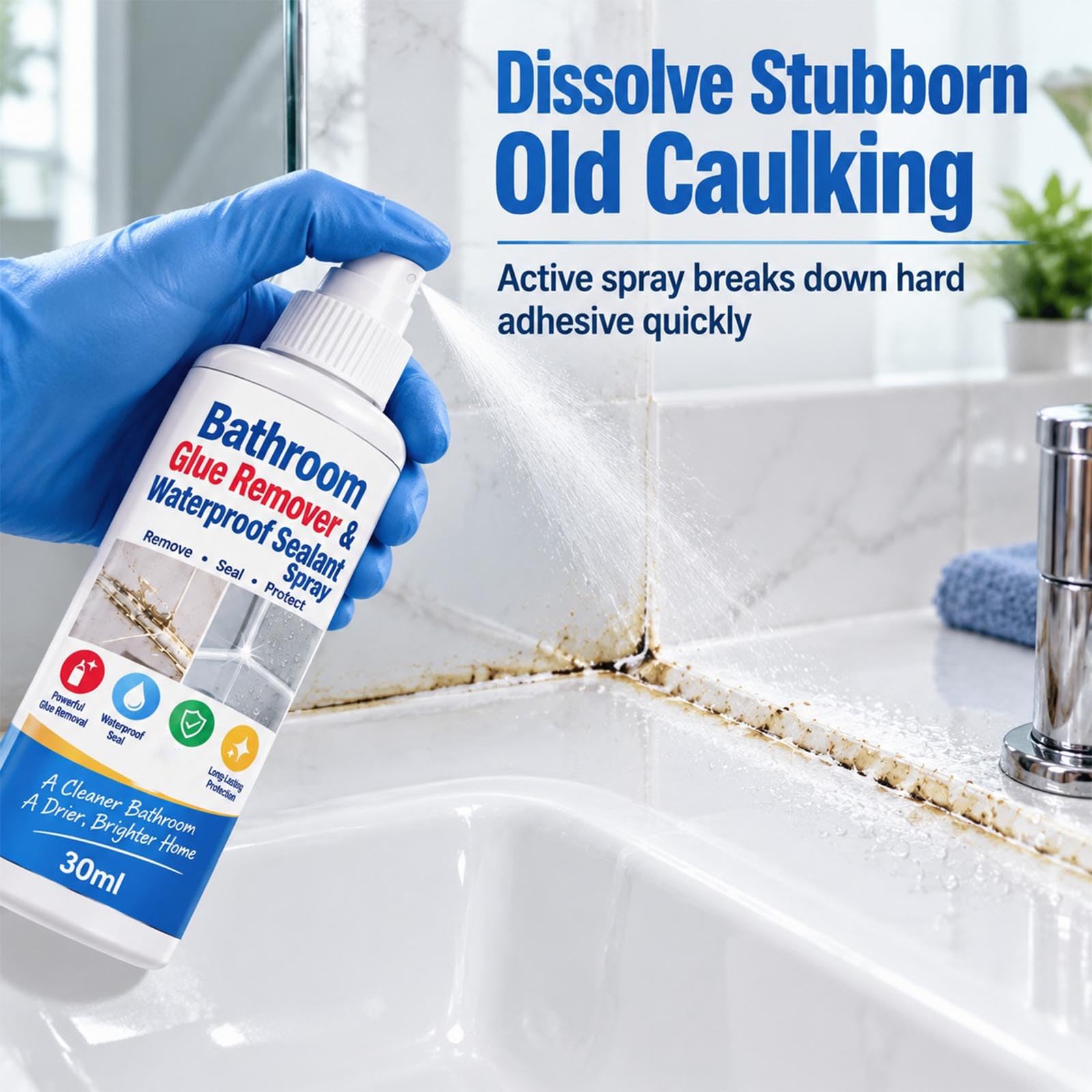Kit de eliminador de adhesivo y sellador impermeable para baño (3PCS)