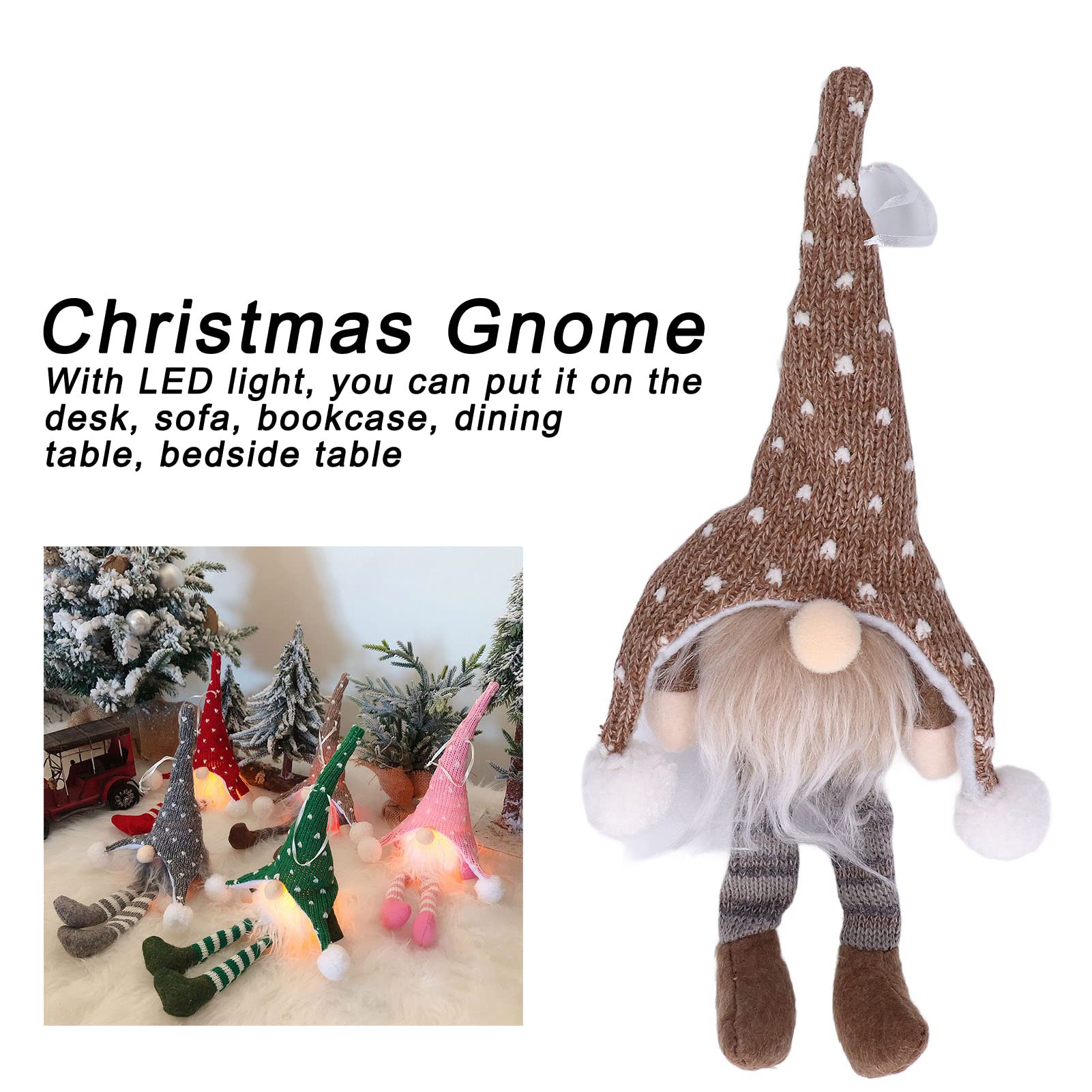 Nain De Noël Lumineux LED - 30 Cm, Sans Visage - À Suspendre (arbre, Porte, Cheminée) - Fonctionne Avec 3 Piles AAA (non Incluses)