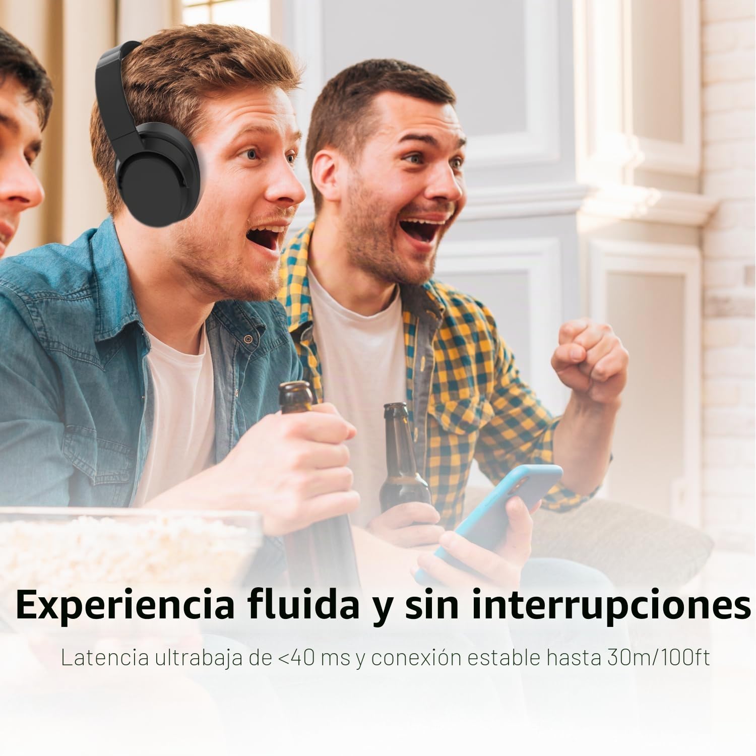 Auriculares inalámbricos para TV, auriculares inalámbricos para personas mayores con base de carga de transmisor, auriculares Bluetooth compatibles con todos los televisores, sin retraso de audio