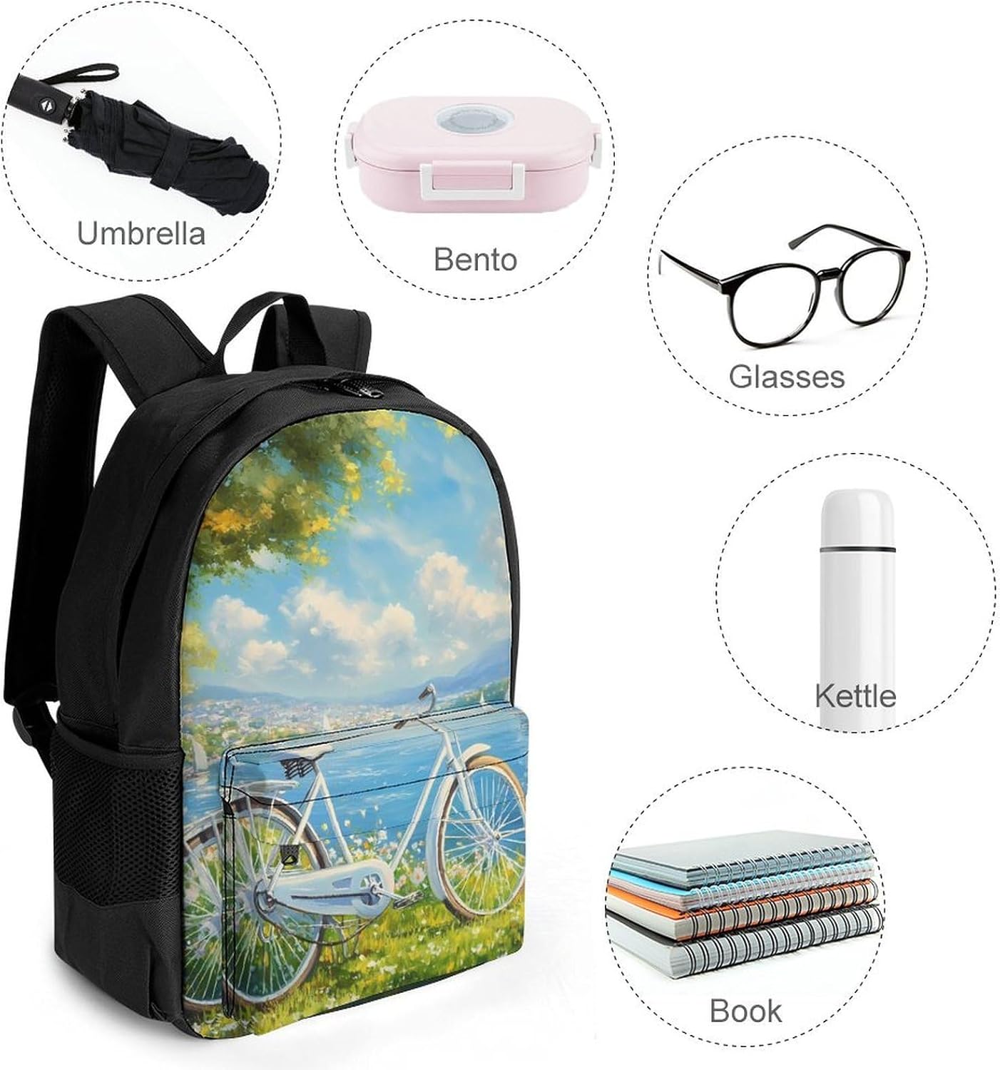 Sailboat Beach Flower Laptop Backpack for Men Women Fashion Computer Bag Business Travel Daypack