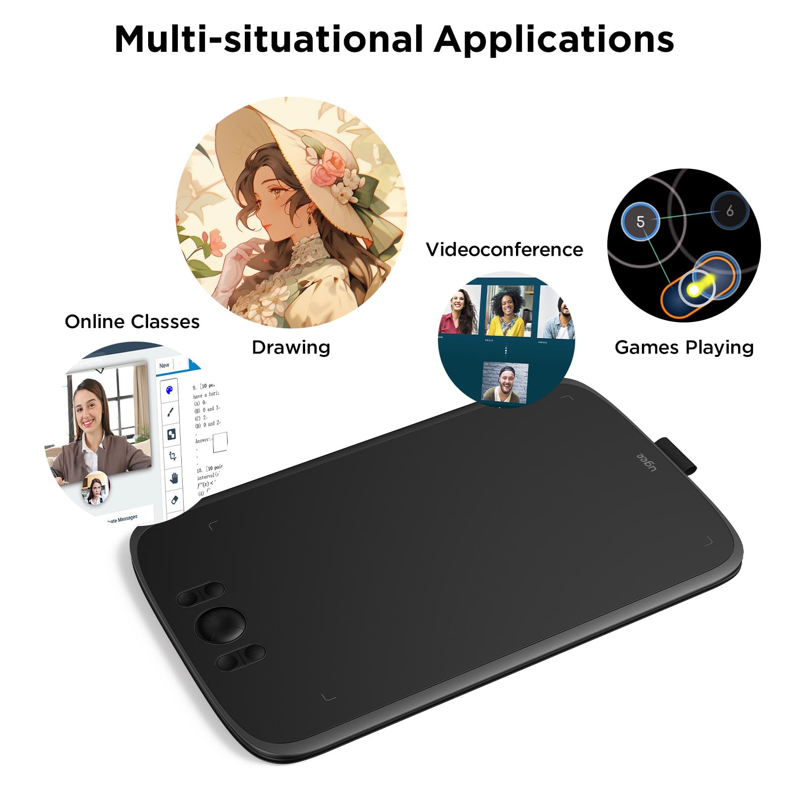 ugee M808 10 x 6.25 Inch Large Graphic Tablet for PC, Drawing Tablet with 8 Shortcut Buttons, Battery-Free Pen of the New Generation