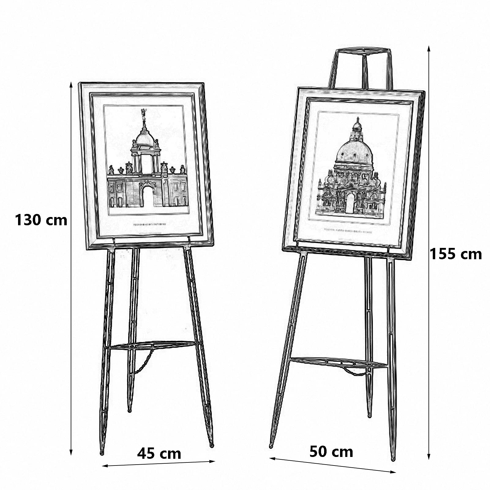 statyw metalowy regulowany stojak na plakaty, pogrubiona sztaluga olejna, portret rodzinny zdjęcie ślubne rzeźbione stojak (złoto 155 cm)