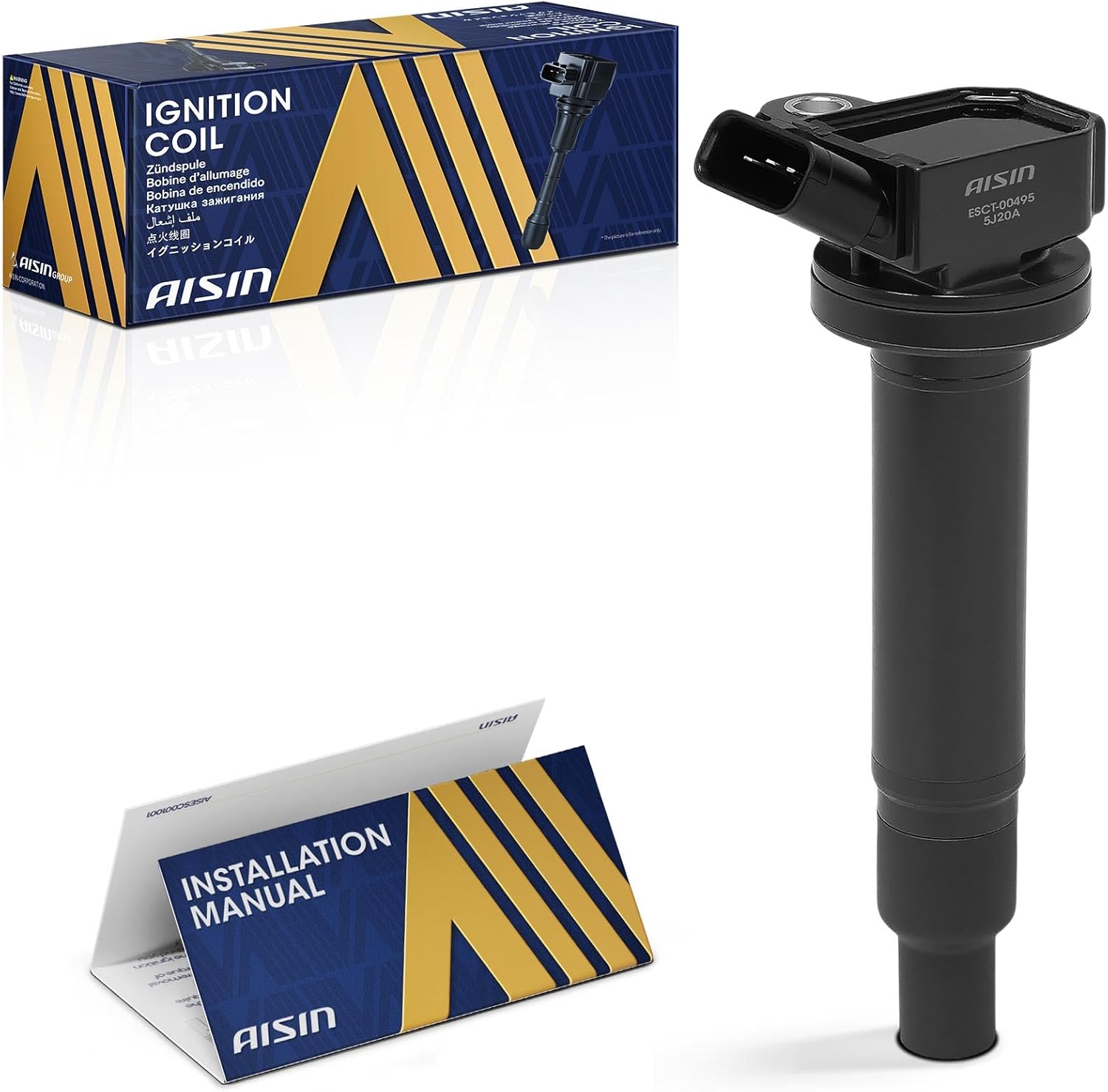 AISIN AFTERMARKET ESCT-00495 Ignition Coil - Compatible with Toyota Tundra 00-09, 4Runner 03-09, Land Cruiser 98-07, Sequoia 01-09, Lexus LX470 98-07, GX470 03-09, LS430 01-06, SC430 02-10 - 4.3L 4.7L