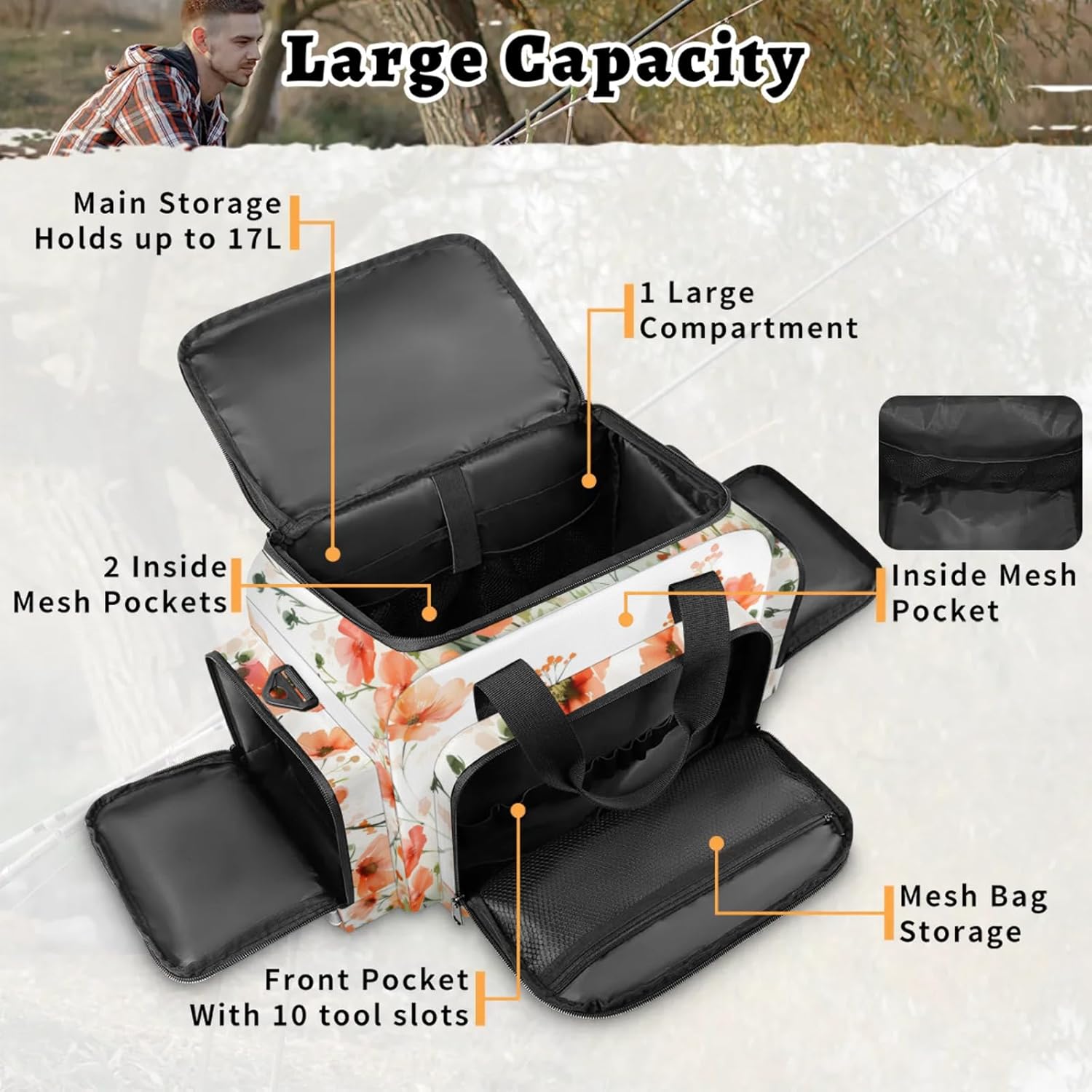 First Aid Bags Empty, Lovely Floral Emergency Bag First Aid Kit Multiple Compartment Kit Carrier On Call Trauma Bag for Paramedics Emergency Medical Supplies Kit