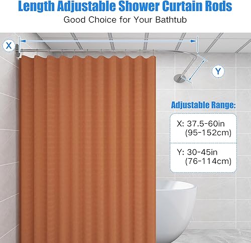 Miniatura 2 de Barra de cortina de ducha, barra de cortina de ducha de esquina, barra de cortina de ducha en forma de L para bañera, 30 x 60 pulgadas, barra de