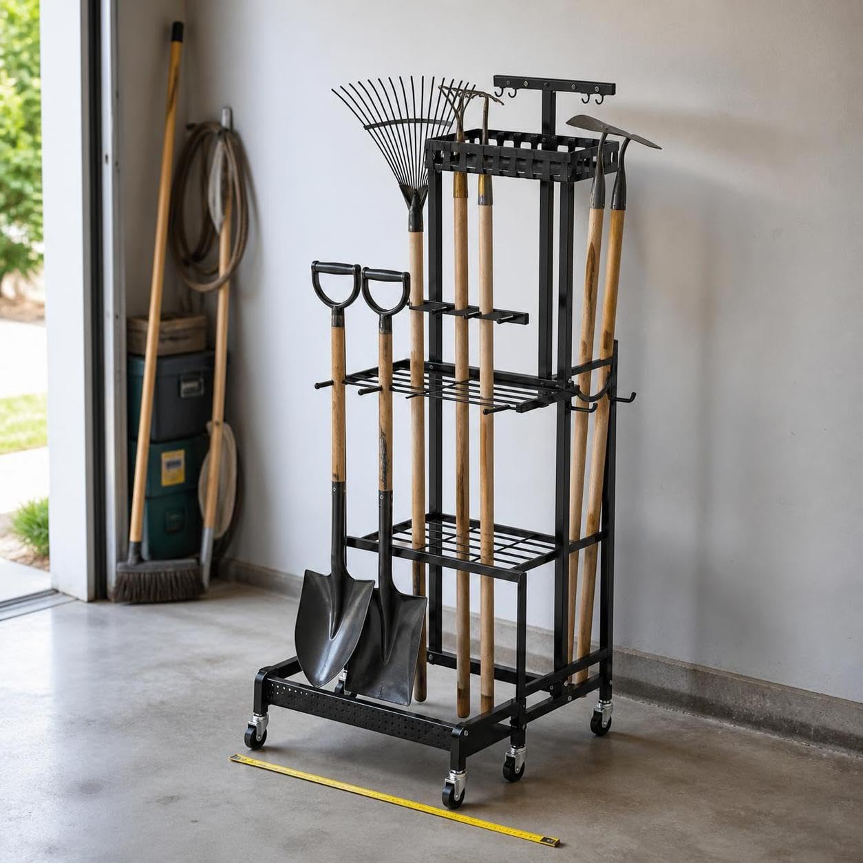 Rack Rangement pour Outils Jardin, Sans roues