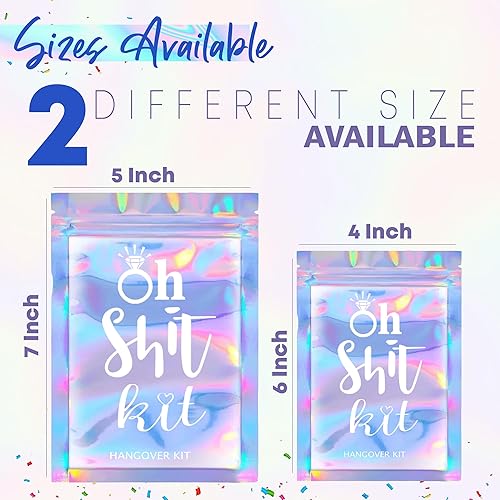 Miniatura 4 de BeSAVAGE Bolsas para kit de resaca, 10 piezas, (5 x 7 pulgadas), bolsas holográficas impresas para despedida de soltera, suministros de regalo,