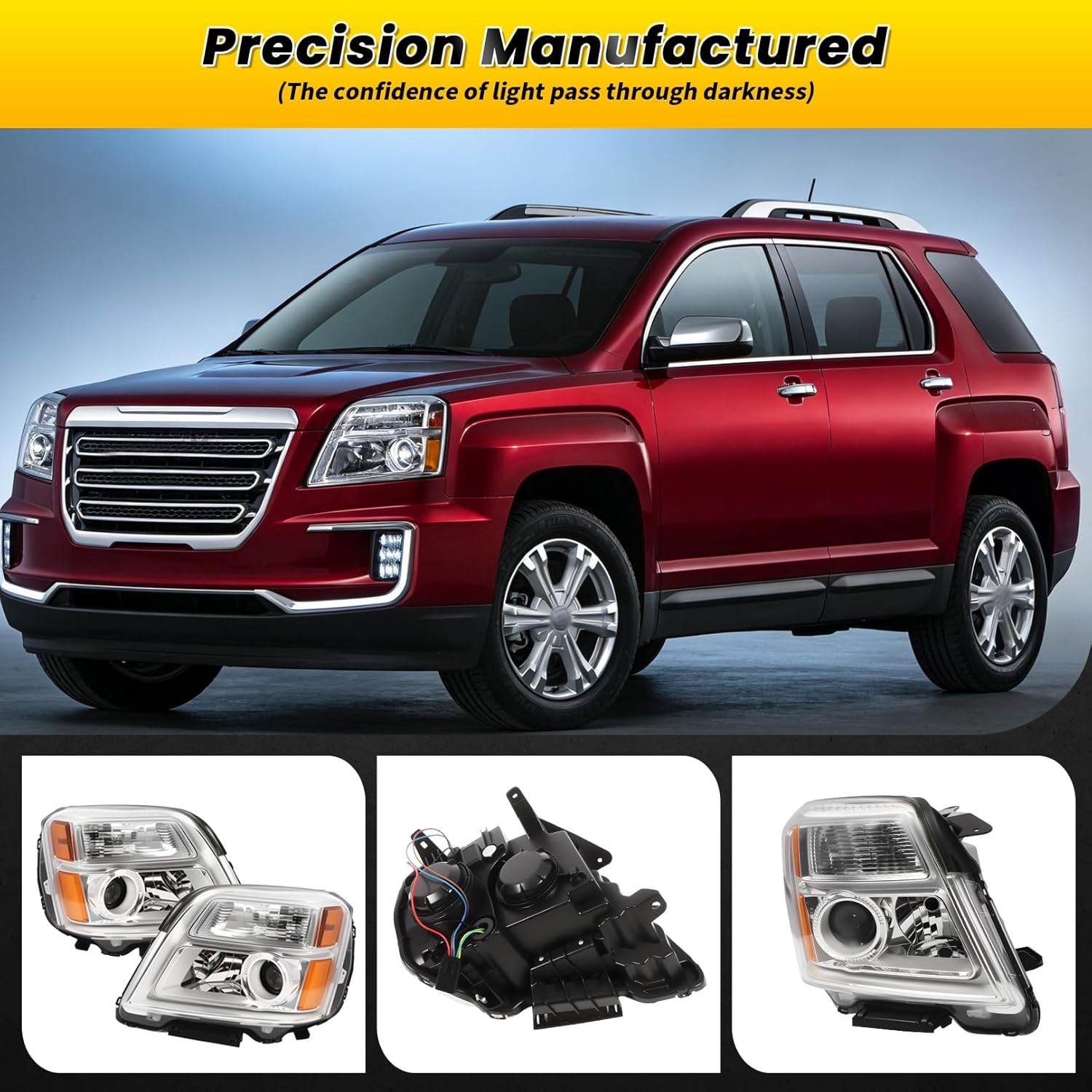 Pair Halogen Headlight Assembly Compatible with 2016-2017 Terrain Headlamp 84791980 84064626 GM2502435