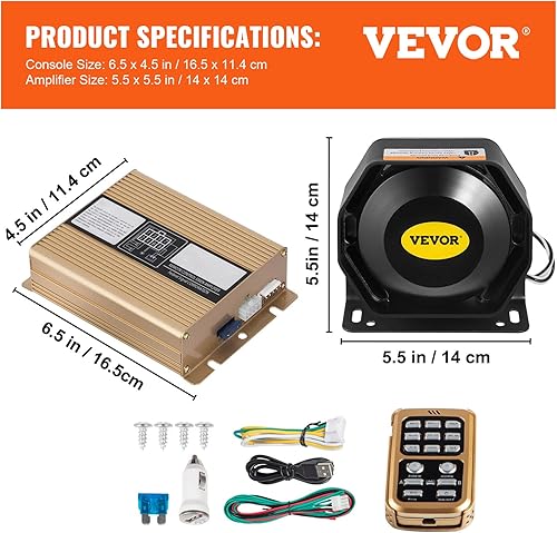 Miniatura 7 de VEVOR Alarma de advertencia de sirena de fuego de emergencia 200 W 8 negro