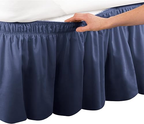 Cama elástica Wrap Around Ruffle sólido Easy Fit polvo Ruffle bedskirt