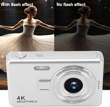 Digital Camera 50MP 1080P 16X Zoom Autofocus Pocket Camera for Student Vlog (Silver)