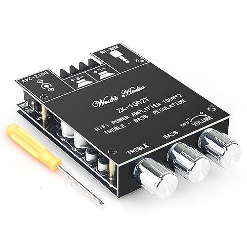 ZK-1002T Bluetooth Amplifier Board 100W+100W Audio Amplifier Supports AUX/Bluetooth,Wide Voltage