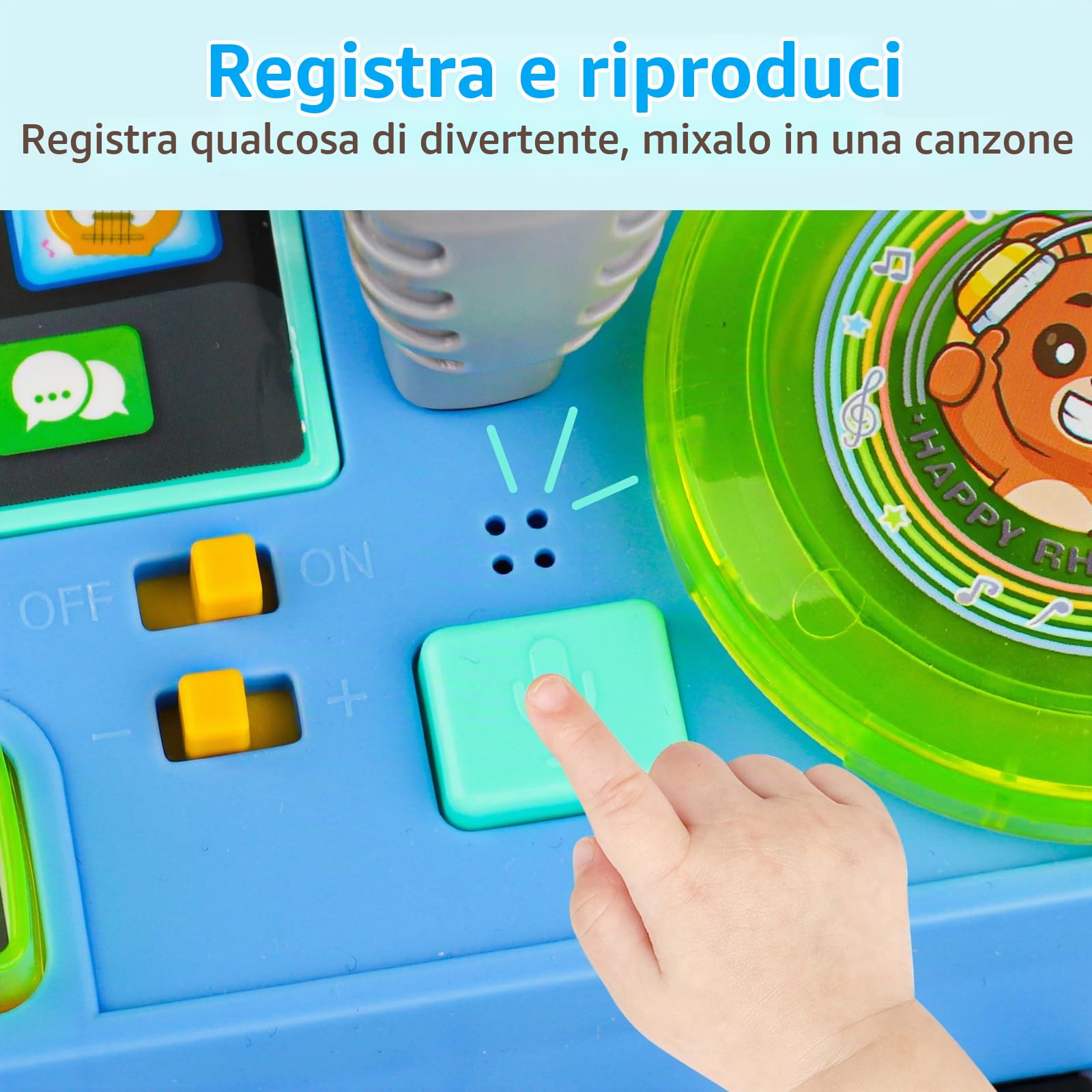 Lypsochaat Giocattolo per bambini a partire da 1, 2, 3 anni, con musica e luce, giocattolo musicale per bambini, da DJ con pianoforte, giocattolo per bambini da 0 a 6 0 12 18 mesi, regalo per bambini