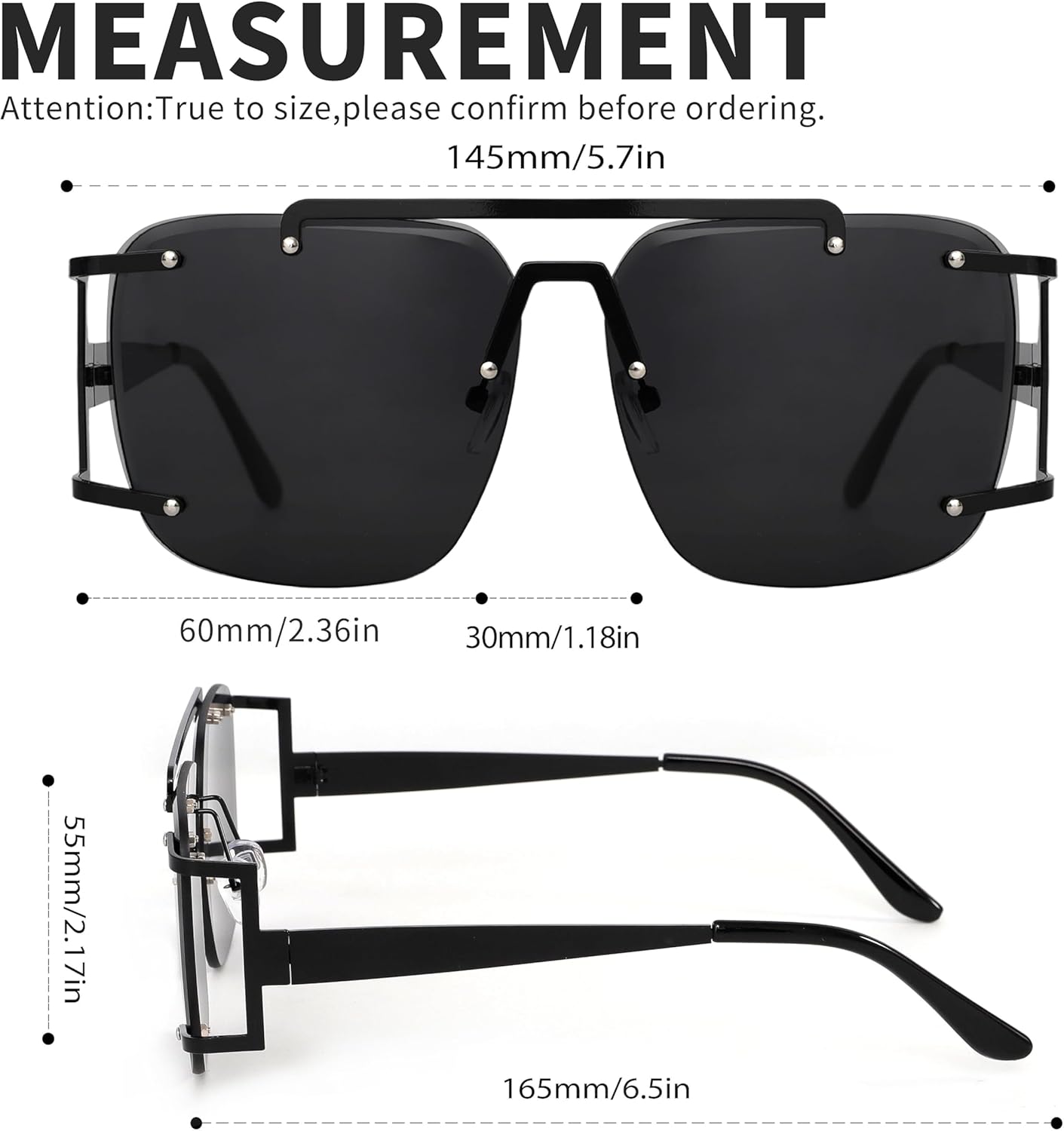 BOTEN Aviator Sunglasses for Women Men Oversized Square 70s Sun Glasses Double Bridge Pilot Shades - Image 4