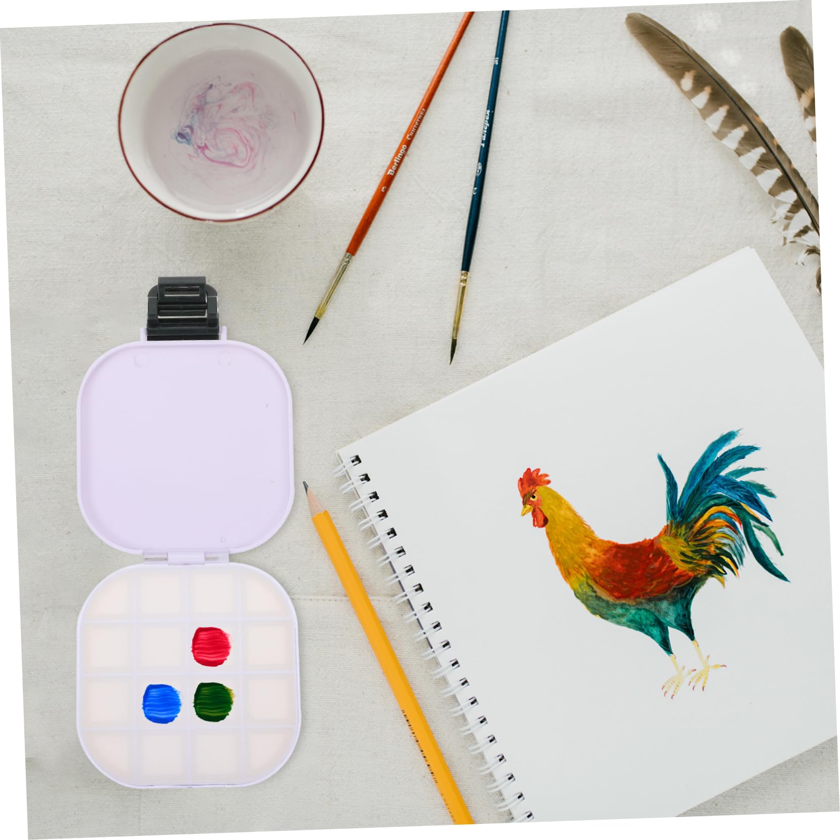 Housoutil 2 Series Caja De Pigmentos De Agua con Bandeja De De Color De Rejillas Estuche Práctico para Pintores Y Accesorios De Pintura Color 2 Piezas*2