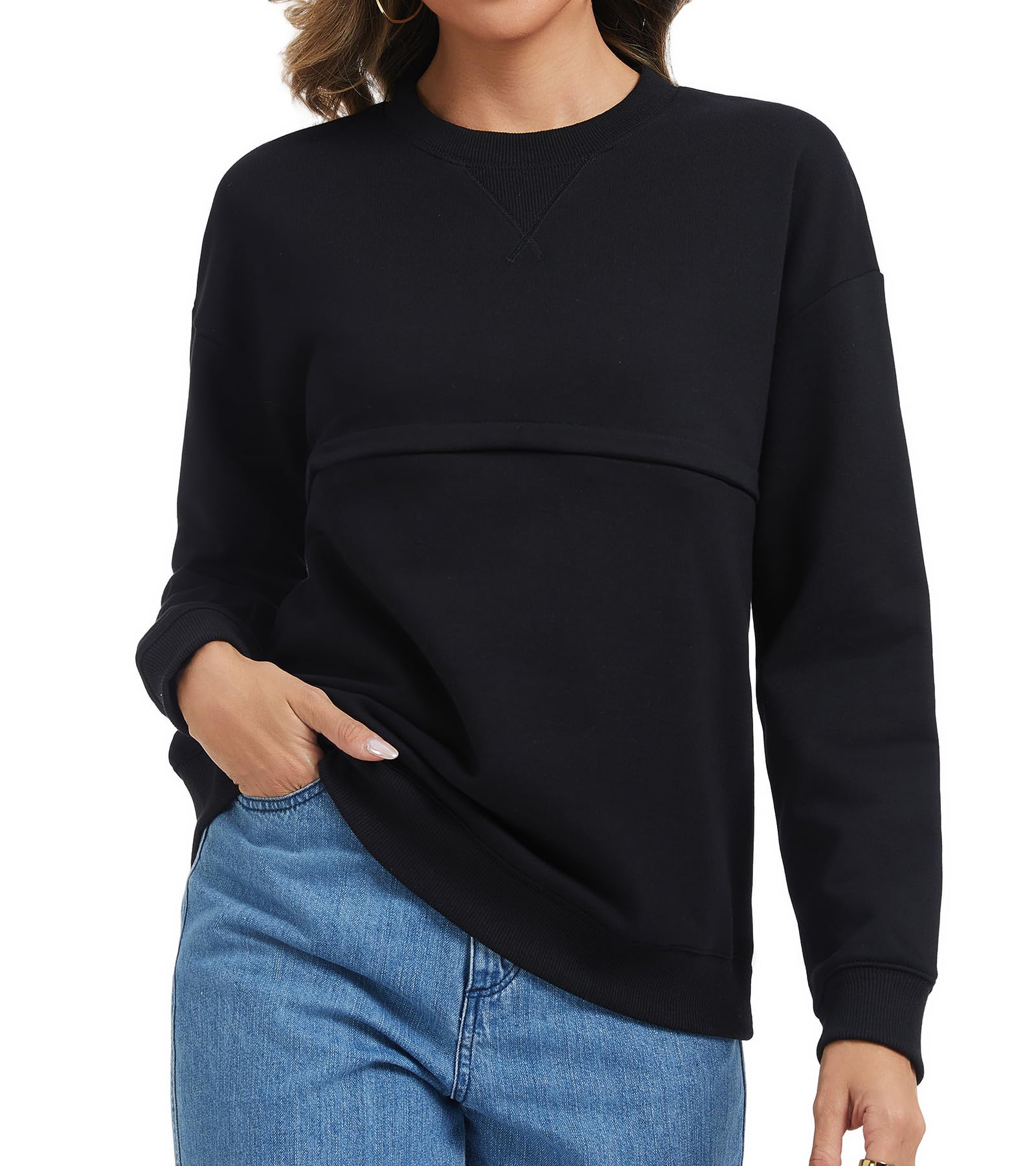 Sosolism Stillpullover für Damen Stilltop Reißverschluss Still Sweatshirt