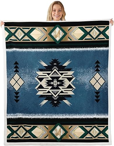 Manfei Manta azteca nativa americana para decoración de habitación de niños y niñas, manta retro tribal geométrica bohemia para sofá, manta de forro