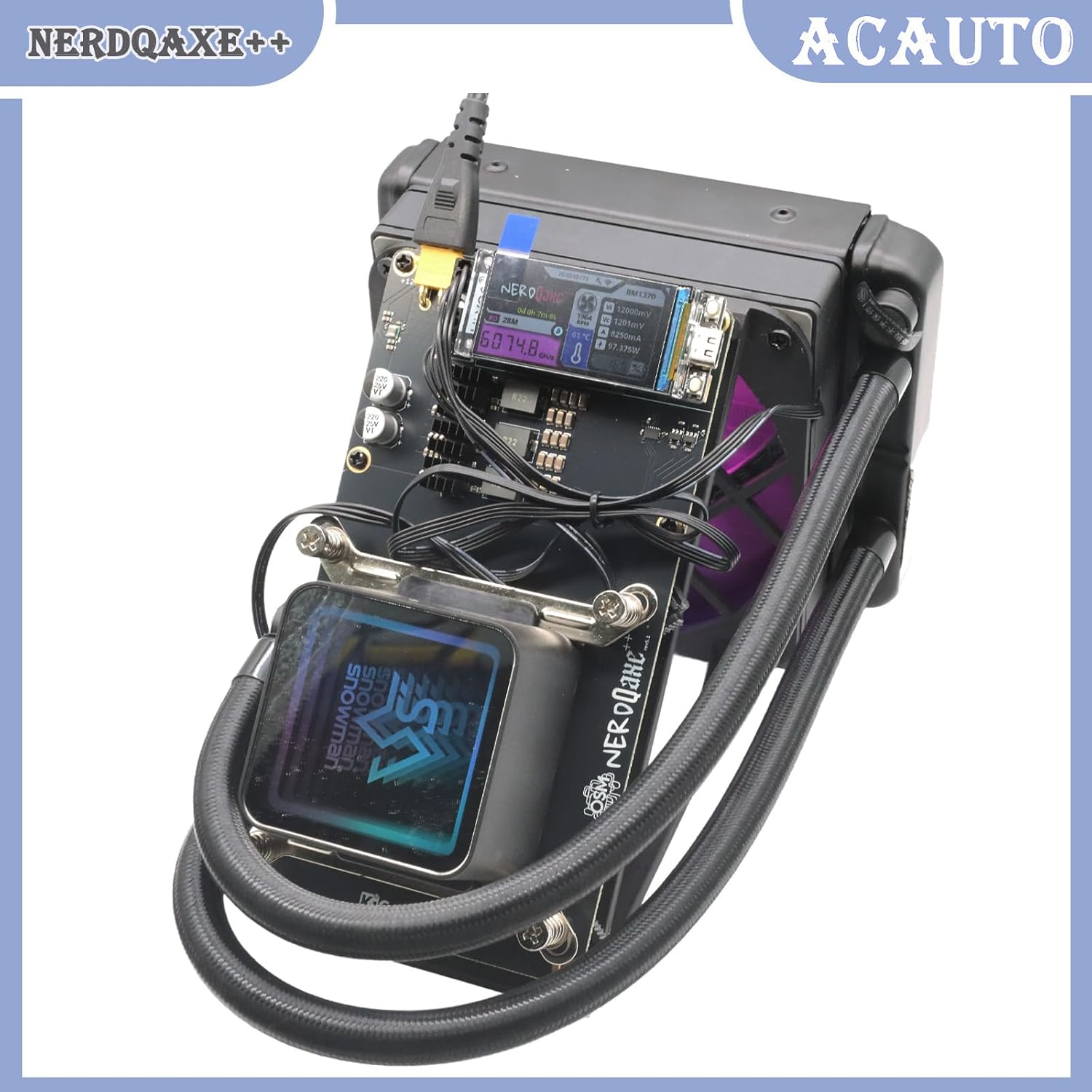 New NerdQaxe++ Hydro Rev 6.1 Miner Upgraded - 6TH/s Bitcoin Miner, 16.5J/TH Efficiency 100W Low Power, 2.4G WiFi & Quiet Open-Source Crypto Machine for BTC Mining