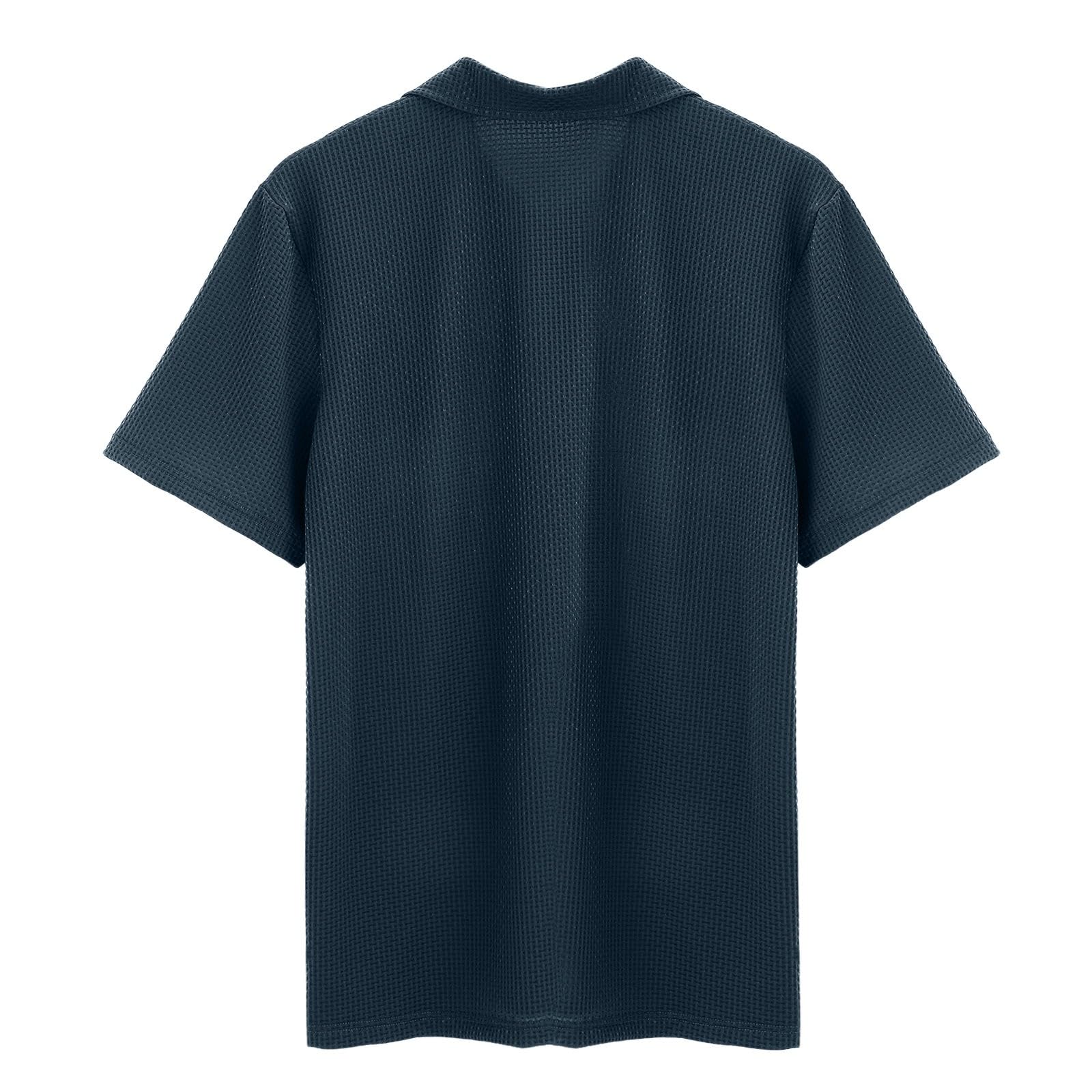 riou Polos Breeze Hombre Manga Corta - Barriga Cervecera, Elástica y Secado Rápido, Cuello Texturizado para Golf y Casual Trabajo Transpirable Ultra Cómoda