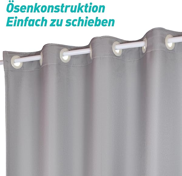 ACYOUNG Türvorhang mit Teleskopstange, einfache Montage ohne Bohren (Grau,200 x 120cm (HxB) und 50 bis 80 cm Teleskopstange) - 3