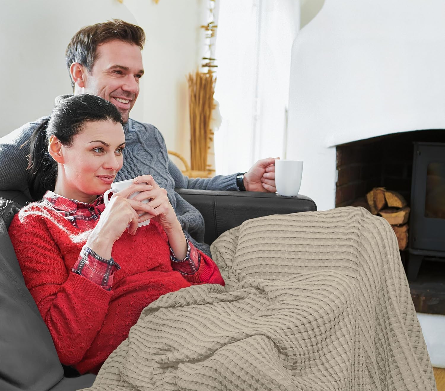 Utopia Bedding Khaki 100% Cotton Waffle Blanket 300 GSM [Big - 120x120 Inch] Soft Lightweight Breathable Bed Blanket for All Season - Image 5