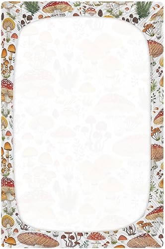 Miniatura 3 de Fitted Crib Sheet for Boys Girls,Mushroom Leaves Jersey Knit Baby Sheet for Standard Crib and Toddler Bed Mattresses, Cozy Soft Breathable, 28 x 52