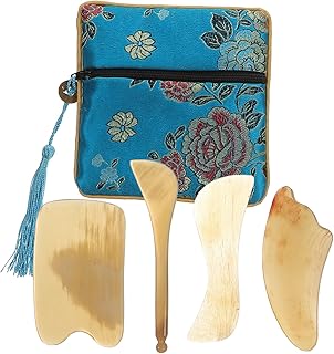 KALLORY Ferramentas 4 Pçs Placa Guasha Chifre Placa Guasha Face Placa Guasha Rolo De Jade Para Chifre De Boi Facial Demolição Rolo De Massagem Ferramentas De Massagem Facial Chifre