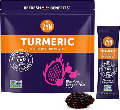 ZYN Turmeric & Electrolyte Packs for Hydration, BlackBerry DrgnFruit, 16 Ct