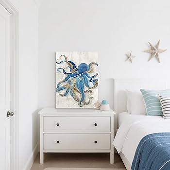 Amazon.co.jp: タコ キャンバス ウォールアート 海洋生物 テーマ 絵画
